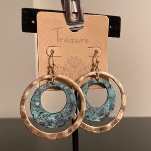 Gold and Turquoise Hoop Earrings